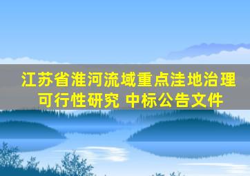 江苏省淮河流域重点洼地治理 可行性研究 中标公告文件